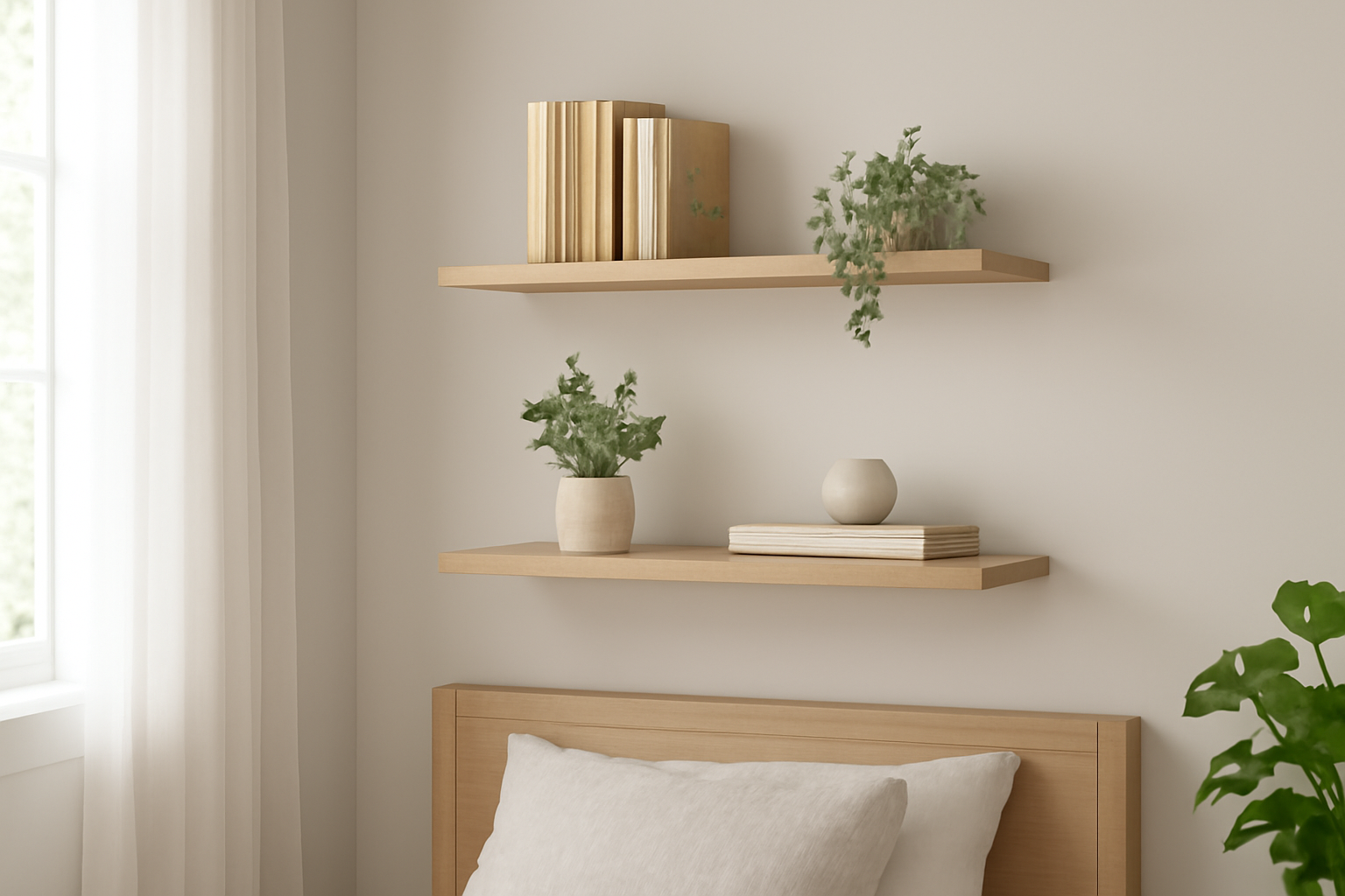 Floating Shelves for small Bedroom Idea