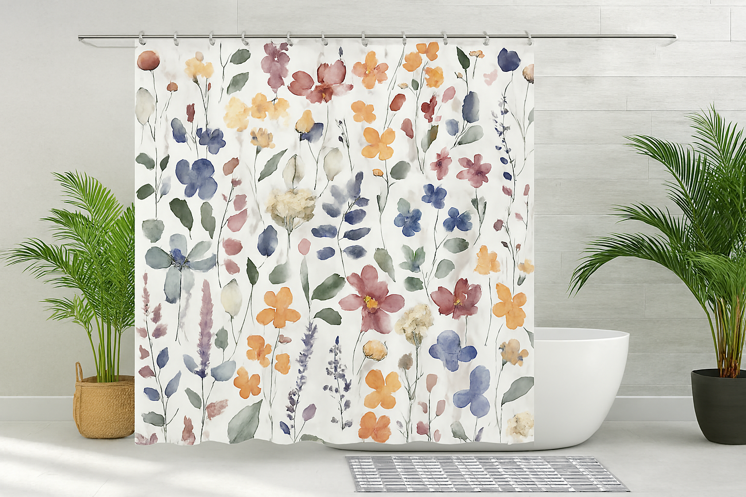 Amaredom Ink Floral Shower Curtain
