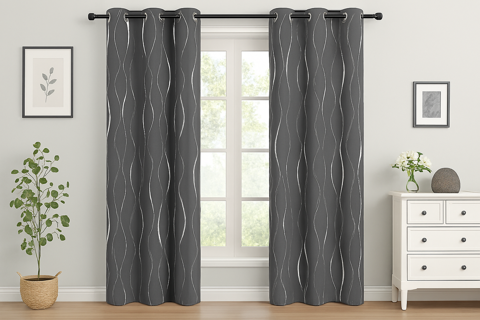 NICETOWN Grey Blackout Curtains for living room