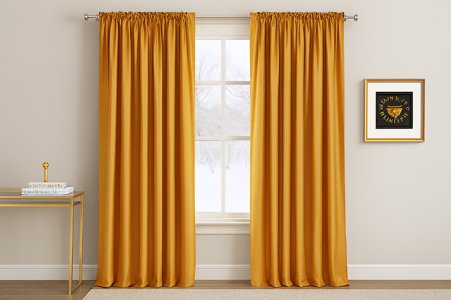 RYB HOME Gold Velvet Curtains